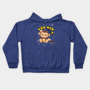 Funny Monkey Can Meh Question Mark Singlish Kids Hoodie